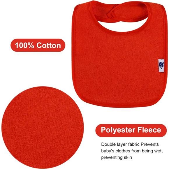 12 Pack Terry Drool Cotton Bibs, Unisex Baby Bibs with Fiber Filling Waterproof - Picture 2 of 7
